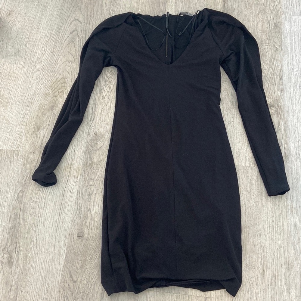 Zara Long Sleeve Black Mini Dress in size Small